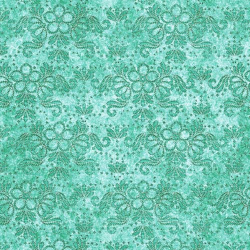 In Stitiches - Stiched Floral- Dark Mint- tone on tone teal floral embroidery