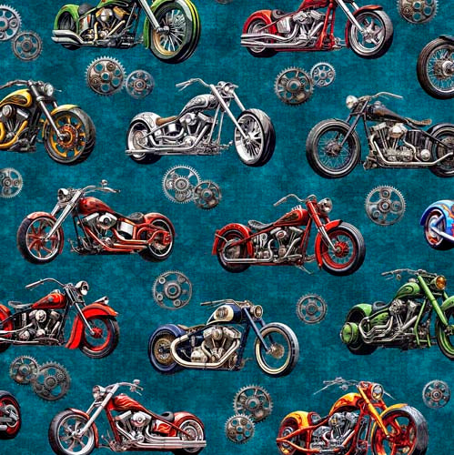 Heavy Metal - Motorcycles - Teral - motorcycles & gears on teal