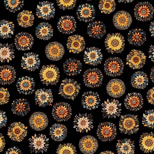 Poultry in Motion - Sunflowers - Black - sunflowers on black
