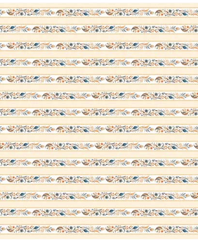 Poultry in Motion - Floral Scroll Decorative Stripe - Cream
