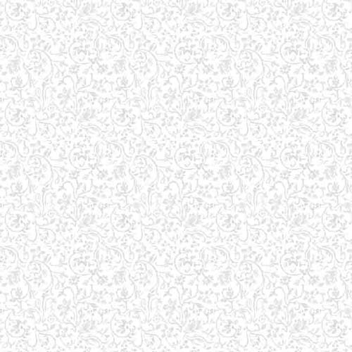 Poultry in Motion - Vine Scroll - Gray - gray flowers & vines on white