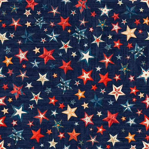 American Tapestry - Stars - Navy - red white & blue stars on navy