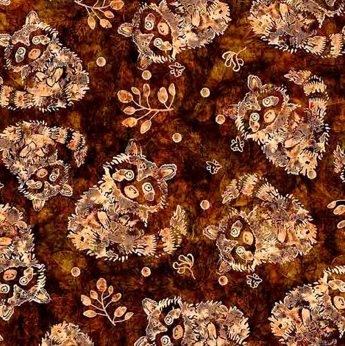 Wild Wood - Raccoons - Brown -  tossed raccoons on brown