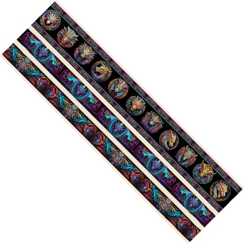 Dragon's Song - Border Stripe- Multi - colorful dragon border stripe