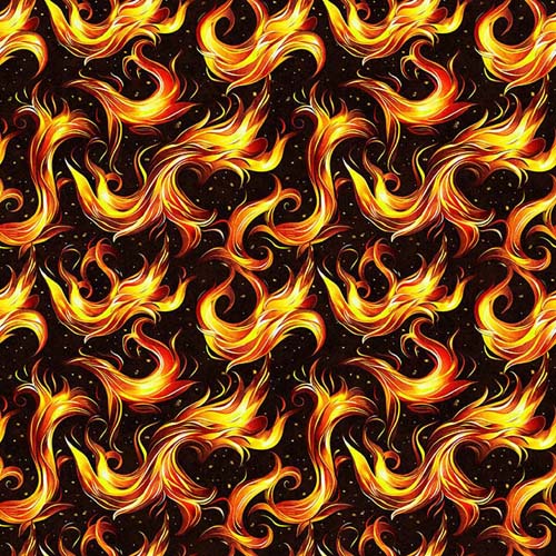 Dragon's Song - Flames - Black - yellow & red flames on black