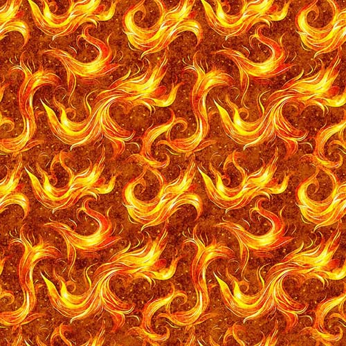 Dragon's Song - Flames -Orange - yellow & red flames on orange