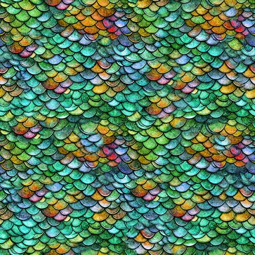 Dragon's Song - Dragon Scales- Green - green & multicolor scales