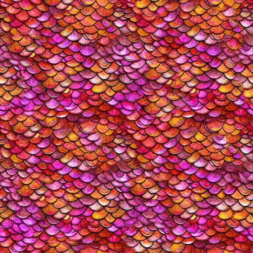 Dragon's Song - Dragon Scales- Red/Orange - pink & orange scales