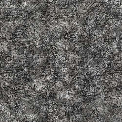 Festivus - Filigree Scroll - Smoke - tone on tone dark gray scrolls