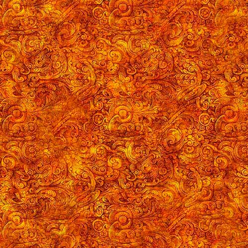 Festivus - Filigree Scroll - Burnt Orange - tone on tone dk orange scrolls