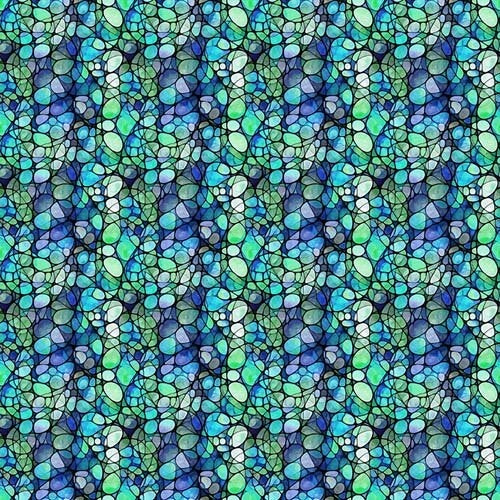 Solstice - Kaleidoscope - Teal - teal & blue stained glass