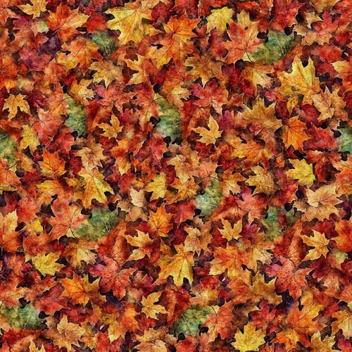 Earthly Delights - Maple Leaves - Red Orange - packed red & orange leaves