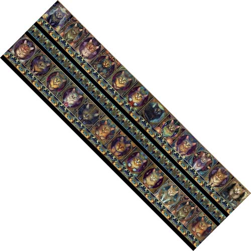 Feline Fantasia - Cat Border Stripe - Multi - border with cat medallions