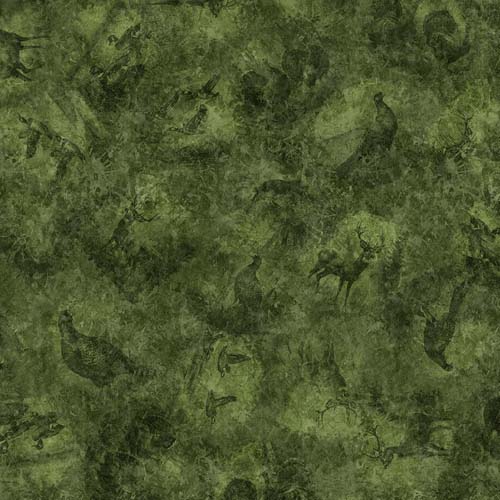 Forest, Field, and Stream - Wildlife Tonal - Pine - green tone on tone animals