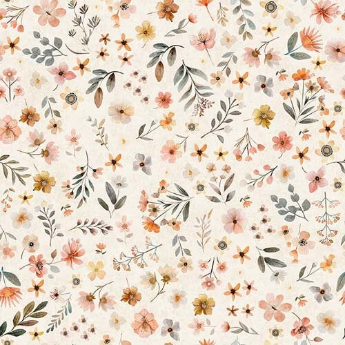 Hedgehugs - Floral Toss - Cream - colorful flowers tossed on cream