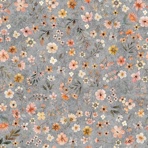 Hedgehugs - Floral Toss - Gray - colorful tossed flowers on gray