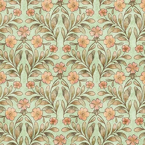 Hedgehugs - Floral & Leaf - Sage - stylized floral on lt green