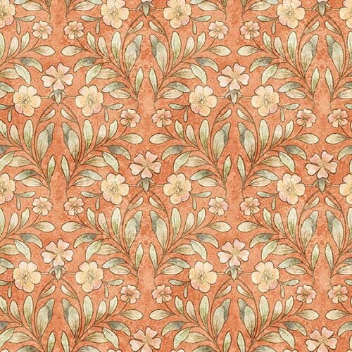 Hedgehugs - Floral & Leaf - Lt. Orange - stylized floral on peach