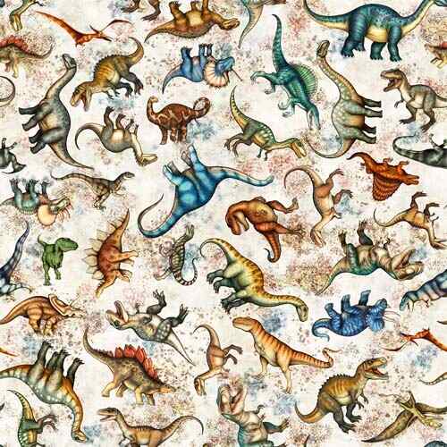 Savage Kingdom - Dinosaurs - Sand - tossed dinosaurs on light tan