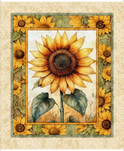 Sunflower Serenade - 1 yd. PANEL -Large sunflower
