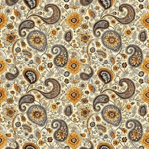 Sunflower Serenade - Sunflower Paisley - Cream
