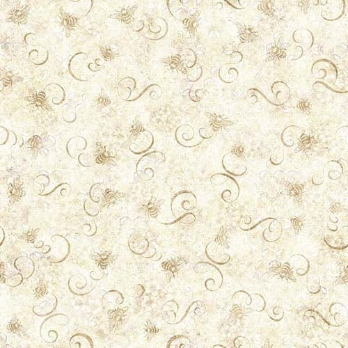Sunflower Serenade - Bee & Scroll Tonal - Oatmeal