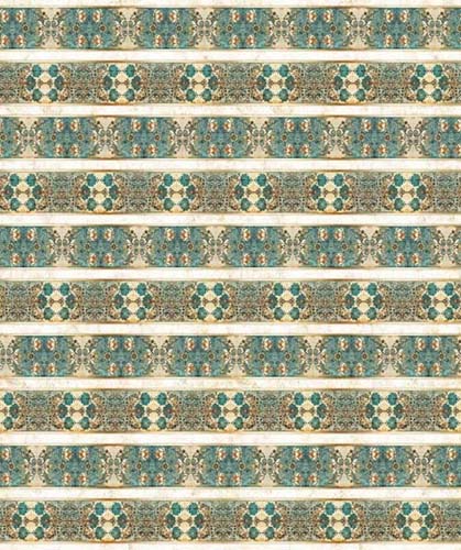 Serenity - Lotus Flower Decorative Stripe - Multi - Geometric lotus design