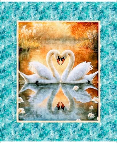 Swan Song - 1yd. PANEL Swans - Multi (102)