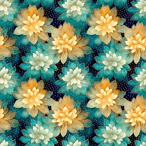 Swan Song - Lotus Flowers - Dark Turquoise