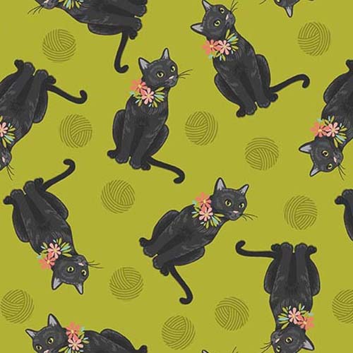 Curious Kittycats by Julie Lynch - Black Cats - Lime