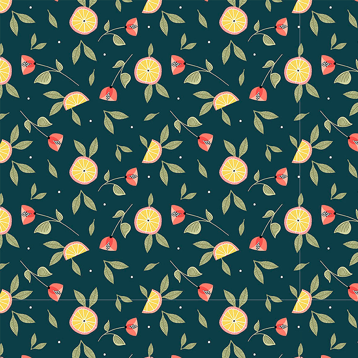 Zest & Bloom - Citrus Slices - Dark Teal