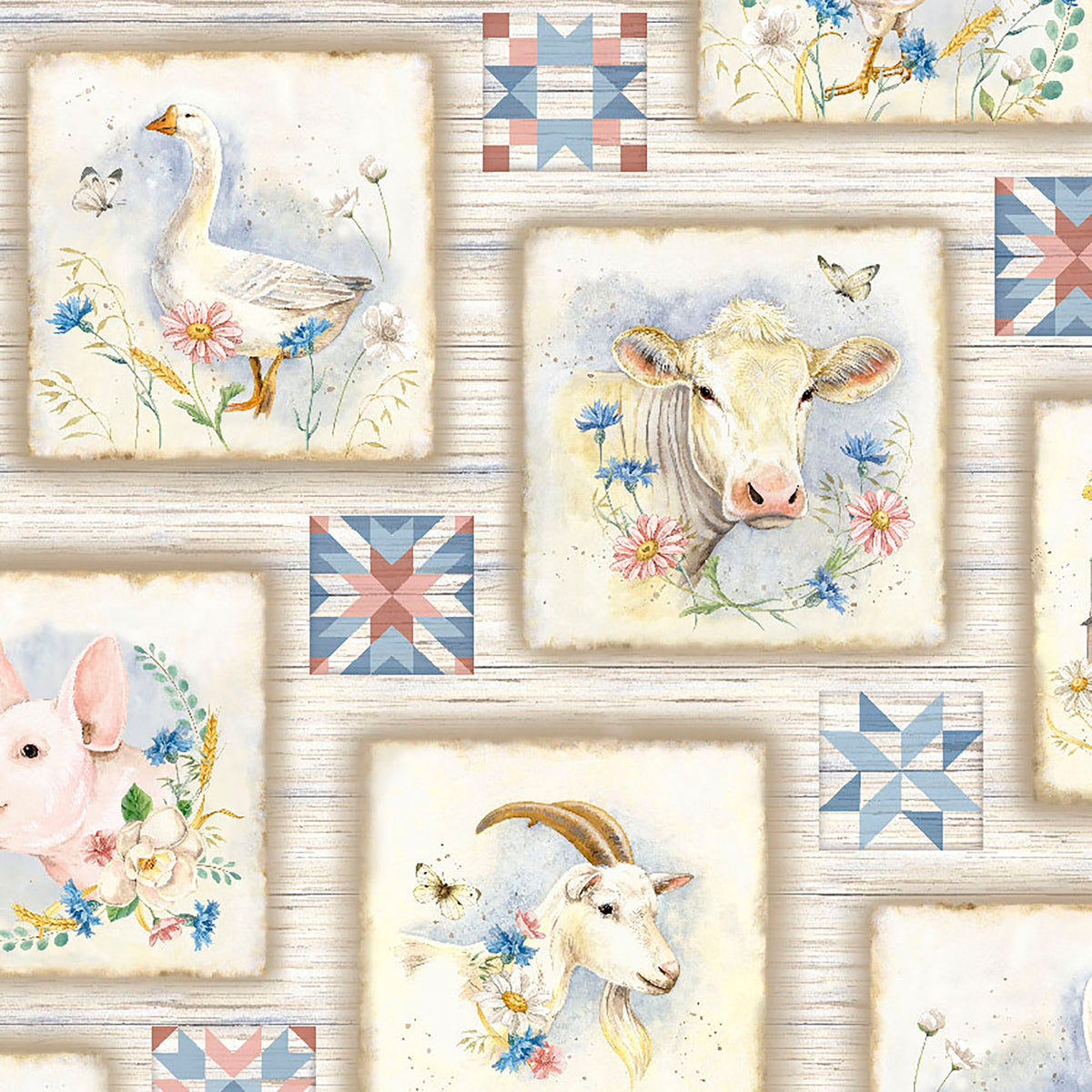 Patchwork Pastures - Farm & Animals Picture Patches - Taupe