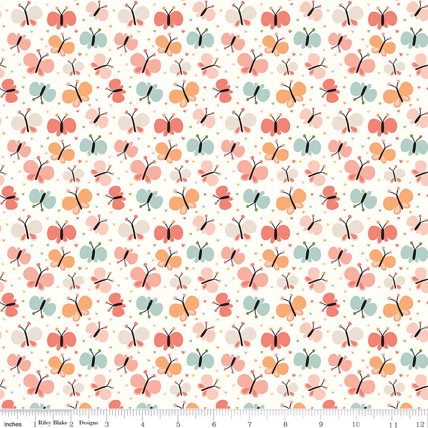 Flannel - Love You To The Moon - Butterflies - White