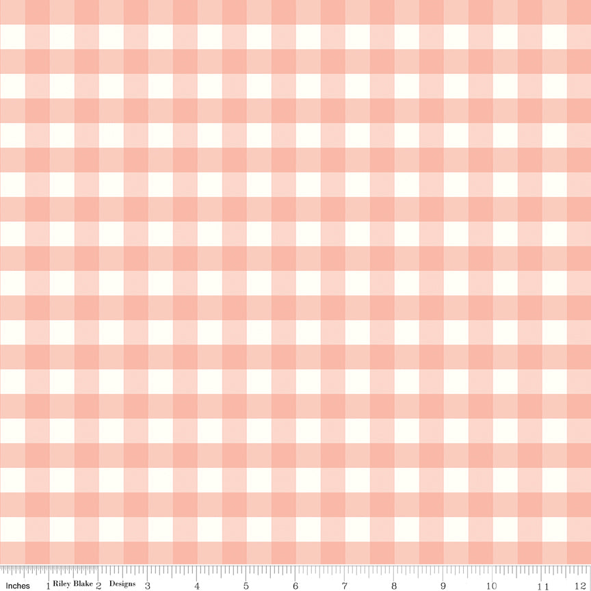 Flannel - Love You To The Moon - Gingham - Coral
