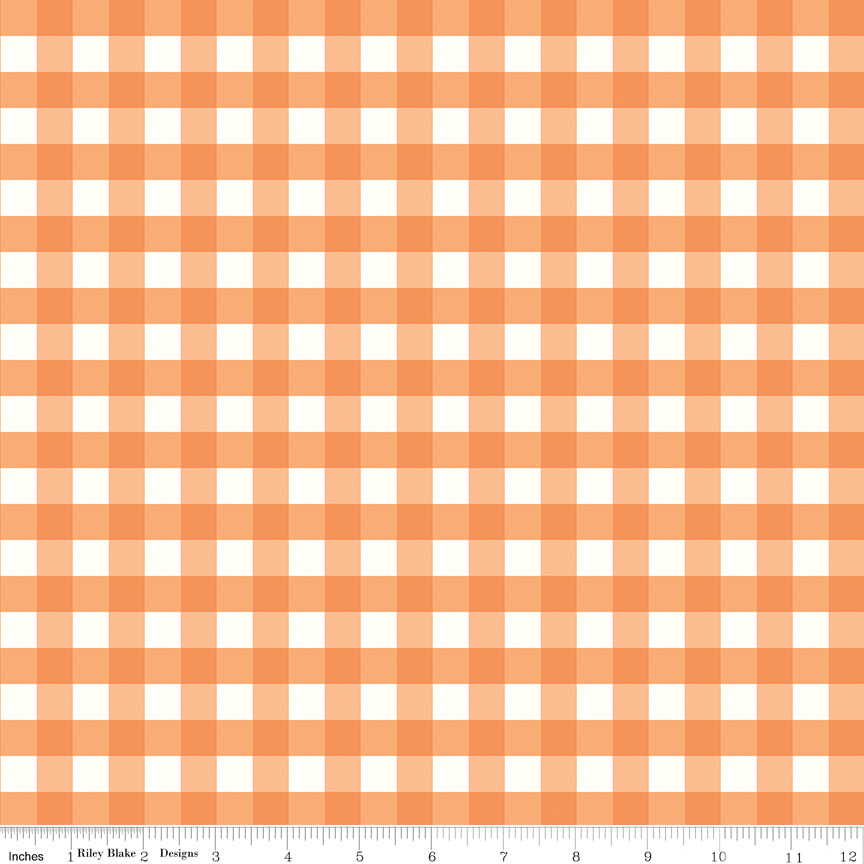 Flannel - Love You To The Moon - Gingham - Orange