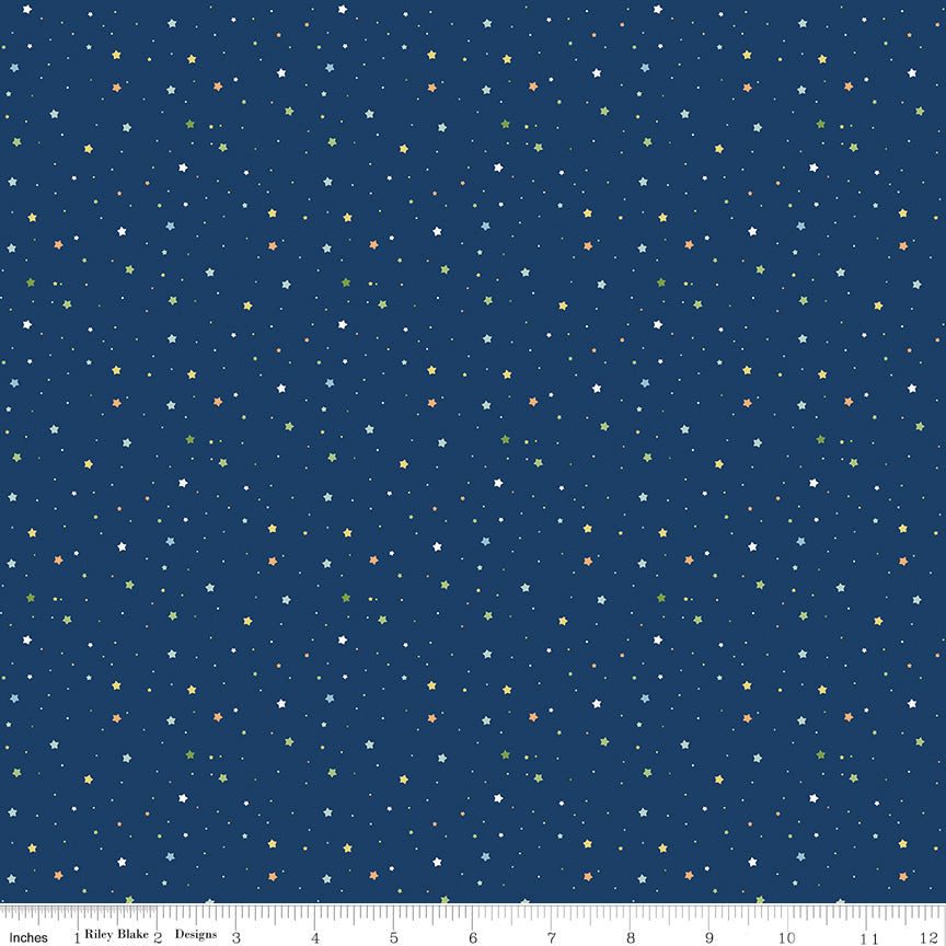 Flannel - Love You To The Moon - Stars - Navy