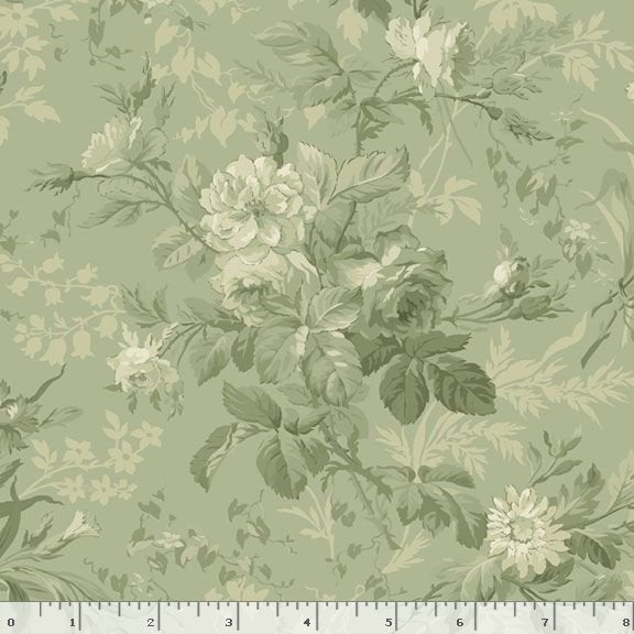 Kathleen's Story - Monotone Floral - Green - tone on tone green floral
