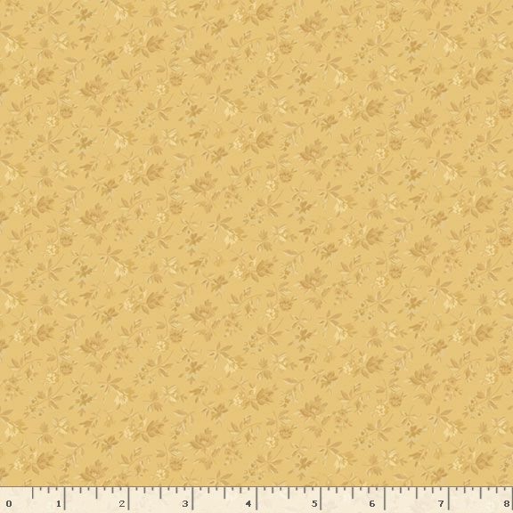 Kathleen's Story - Tossed Flowers - Gold - small tone on tone floral