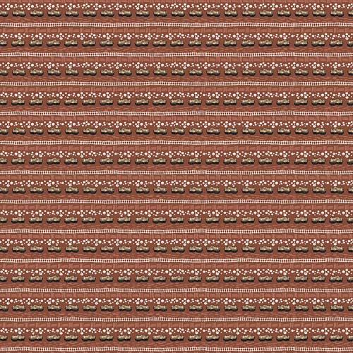 Round the Mountain - Bubble Convoy - Rust- stripes of tracks, trains on rust