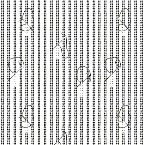 Sew Journal - Stitches - White - black needle, thread & stitches on white