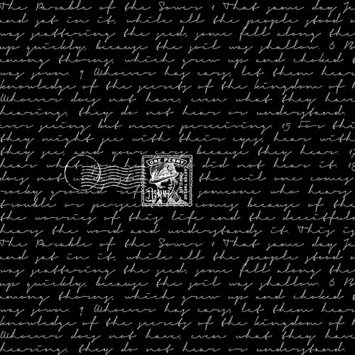 Sew Journal - Sewer Parable Text - Black - white handwriting on black