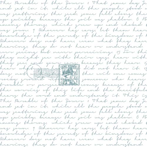 Sew Journal - Sewer Parable Text - Blue - blue handwriting on white