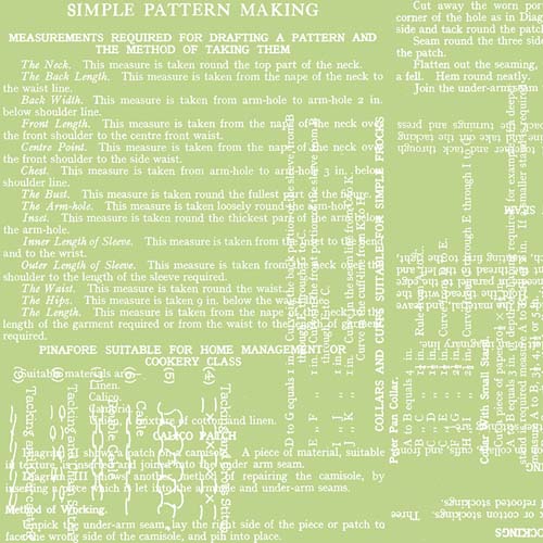 Sew Journal - Pattern Making - Green - white textbook pages on green