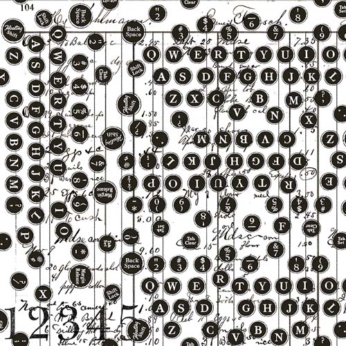 Sew Journal - Deconstructed Type - White- black typewriter keys on white