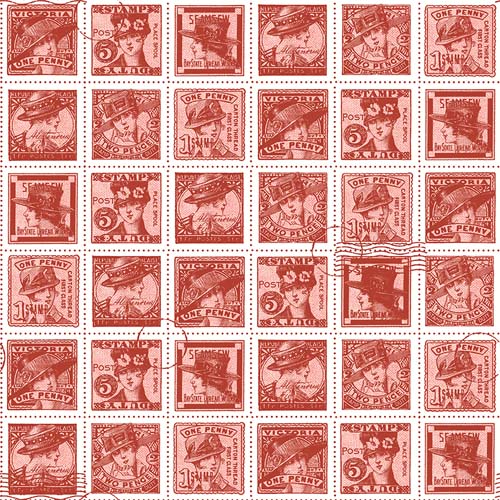 Sew Journal - Fashion Post - Red - red postage stamps on white