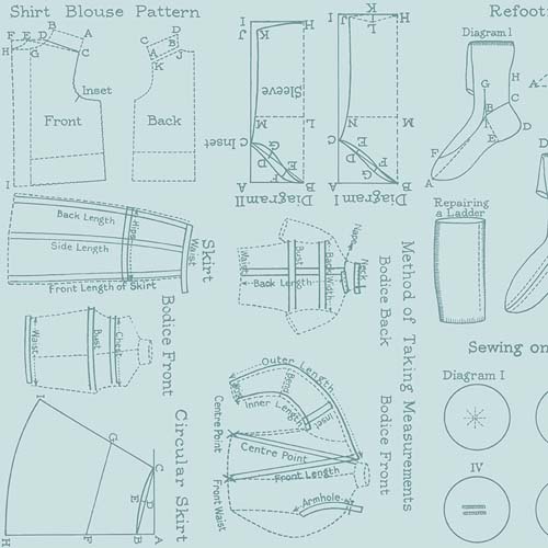 Sew Journal - Needlecraft - Blue - sewing diagrams tone on tone blue