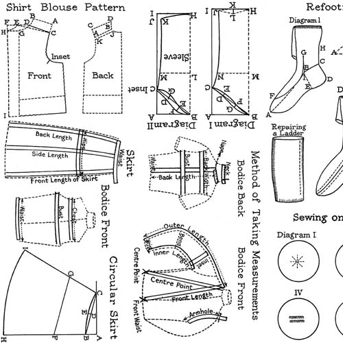 Sew Journal - Needlecraft -White - sewing diagrams black on white