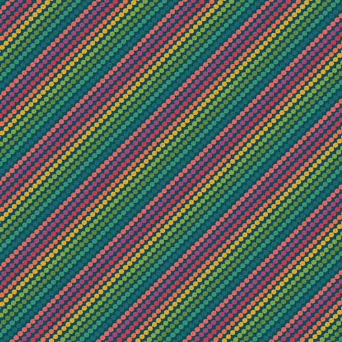 Market Street - Rainbow Stripes - Navy - multicolorful diagonal beads on blue