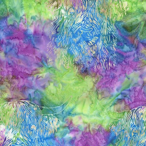 Expressions Batiks A Touch of Celtic - Mardi Gras - highland cow on purple/gree