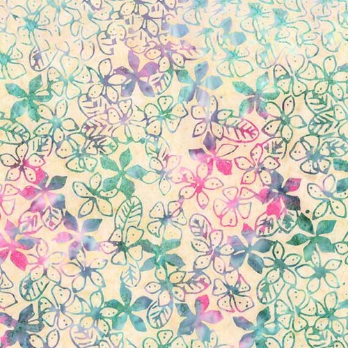 Expressions Batiks A New Day -Powder Pastels - multicolor floral on cream